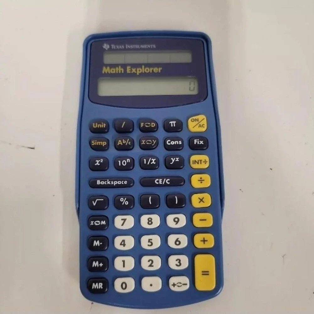 Texas Instruments Math ExplorerT2 Scientific Solar Calculator writing on back